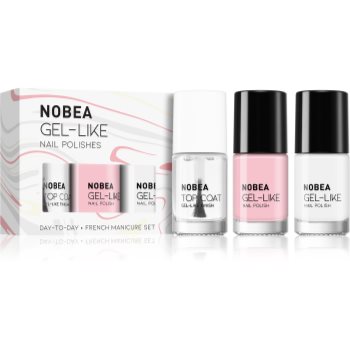 NOBEA Day-to-Day 3-Piece Nail Polish set with Top coat set de lacuri de unghii French manicure set - imagine 2